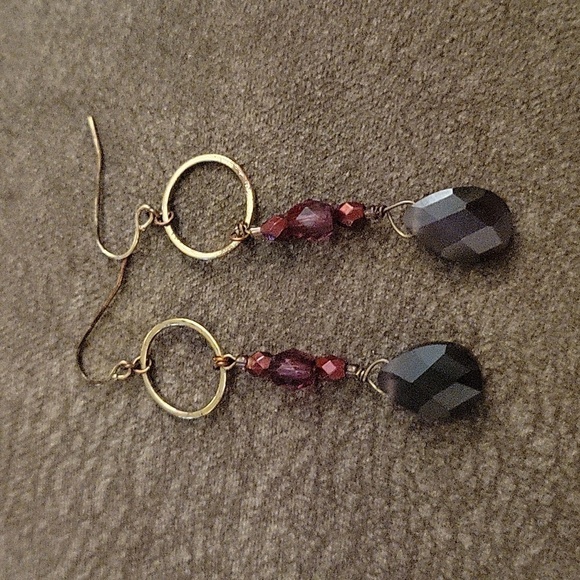 3/$30 HANDMADE Dainty Teardrop Circle Dangle Hook Earrings - Picture 2 of 5